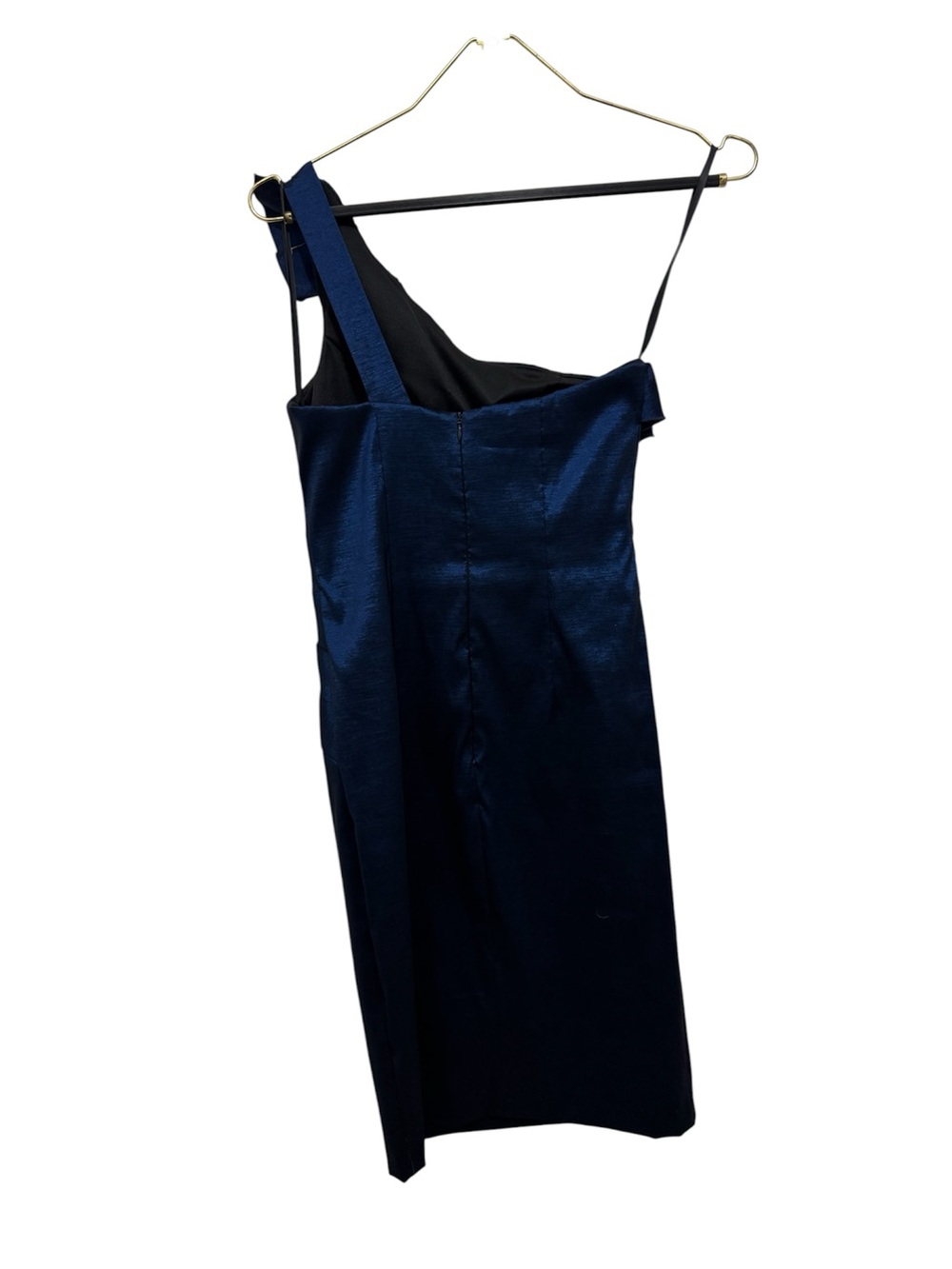 Betsy & Adam Navy One-Shoulder Ruched Cocktail Dress Size 4 - Picture 4 of 7